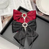Women's IG Style Bow Knot Cloth Inlay Rhinestones Hair Clip main image 5