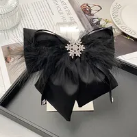 Women's IG Style Bow Knot Cloth Inlay Rhinestones Hair Clip sku image 1