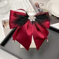 Women's IG Style Bow Knot Cloth Inlay Rhinestones Hair Clip sku image 6