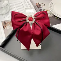 Women's IG Style Bow Knot Cloth Inlay Rhinestones Hair Clip sku image 2