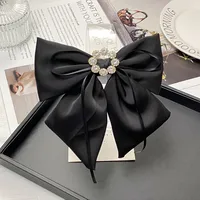 Women's IG Style Bow Knot Cloth Inlay Rhinestones Hair Clip sku image 3