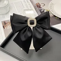 Women's IG Style Bow Knot Cloth Inlay Rhinestones Hair Clip sku image 4