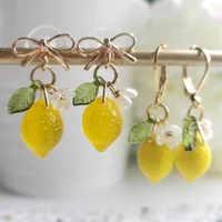 1 Pair IG Style Cute Lemon Plastic Resin Drop Earrings main image 1