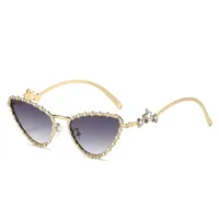 IG Style Hip-Hop Star Solid Color Pc Cat Eye Diamond Full Frame Glasses main image 2