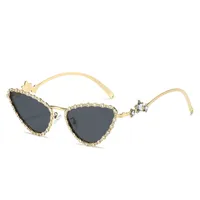 IG Style Hip-Hop Star Solid Color Pc Cat Eye Diamond Full Frame Glasses main image 4