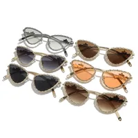 IG Style Hip-Hop Star Solid Color Pc Cat Eye Diamond Full Frame Glasses main image 1