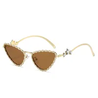 IG Style Hip-Hop Star Solid Color Pc Cat Eye Diamond Full Frame Glasses main image 5
