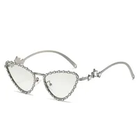 IG Style Hip-Hop Star Solid Color Pc Cat Eye Diamond Full Frame Glasses sku image 6