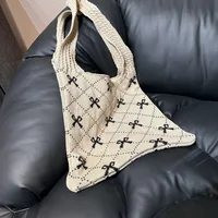 Women's Medium Polyester Bow Knot Cute Square Open Tote Bag sku image 4