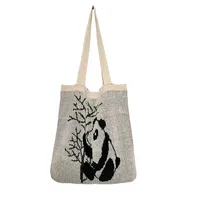 Women's Medium Polyester Panda Cute Square Open Tote Bag main image 5