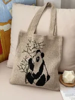 Women's Medium Polyester Panda Cute Square Open Tote Bag sku image 2