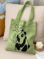 Women's Medium Polyester Panda Cute Square Open Tote Bag sku image 3
