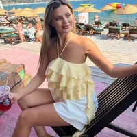 Women's Tank Tops Ruffles Sexy Solid Color main image 1