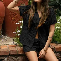 Weekend Daily Sports Women's Casual Solid Color Polyester Hollow Out Shorts Sets Shorts Sets main image 3