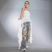 Women's T-shirt Sleeveless T-Shirts Pleated Streetwear Solid Color sku image 6