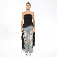 Women's T-shirt Sleeveless T-Shirts Pleated Streetwear Solid Color sku image 1