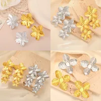 1 Pair Simple Style Flower Plating 304 Stainless Steel Drop Earrings Ear Studs main image 1