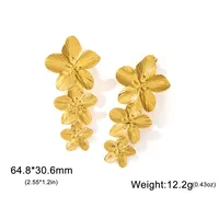 1 Pair Simple Style Flower Plating 304 Stainless Steel Drop Earrings Ear Studs main image 2