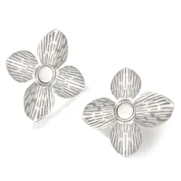 1 Pair Simple Style Flower Plating 304 Stainless Steel Drop Earrings Ear Studs main image 5