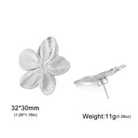 1 Pair Simple Style Flower Plating 304 Stainless Steel Drop Earrings Ear Studs sku image 1