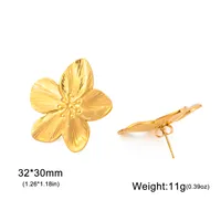 1 Pair Simple Style Flower Plating 304 Stainless Steel Drop Earrings Ear Studs sku image 4