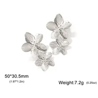 1 Pair Simple Style Flower Plating 304 Stainless Steel Drop Earrings Ear Studs sku image 2