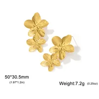 1 Pair Simple Style Flower Plating 304 Stainless Steel Drop Earrings Ear Studs sku image 6