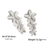 1 Pair Simple Style Flower Plating 304 Stainless Steel Drop Earrings Ear Studs sku image 5