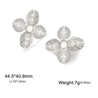 1 Pair Simple Style Flower Plating 304 Stainless Steel Drop Earrings Ear Studs sku image 3