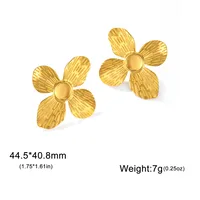 1 Pair Simple Style Flower Plating 304 Stainless Steel Drop Earrings Ear Studs sku image 7