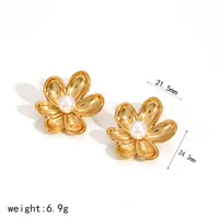 French Style Modern Style Flower 304 Stainless Steel Polishing Epoxy Plating Women's Earrings Necklace main image 4