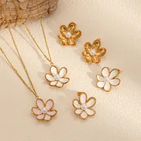 French Style Modern Style Flower 304 Stainless Steel Polishing Epoxy Plating Women's Earrings Necklace main image 2
