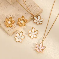 French Style Modern Style Flower 304 Stainless Steel Polishing Epoxy Plating Women's Earrings Necklace main image 1