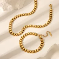 Casual Hawaiian Solid Color 304 Stainless Steel 18K Gold Plated Women's Bracelets Necklace main image 1