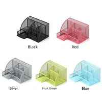 Metal Pen Holder Office Supplies Creative Unique Desktop Hollow Storage Box Combination Stationery Organizer Box main image 2