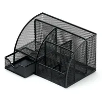 Metal Pen Holder Office Supplies Creative Unique Desktop Hollow Storage Box Combination Stationery Organizer Box main image 4