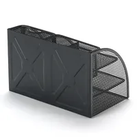 Metal Pen Holder Office Supplies Creative Unique Desktop Hollow Storage Box Combination Stationery Organizer Box sku image 1