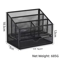 Metal Pen Holder Office Supplies Creative Unique Desktop Hollow Storage Box Combination Stationery Organizer Box main image 3