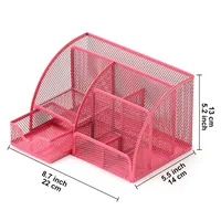 Metal Pen Holder Office Supplies Creative Unique Desktop Hollow Storage Box Combination Stationery Organizer Box sku image 7