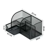 Metal Pen Holder Office Supplies Creative Unique Desktop Hollow Storage Box Combination Stationery Organizer Box sku image 2