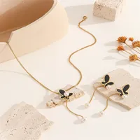 Elegant Butterfly 304 Stainless Steel Women's Earrings Necklace Jewelry Set main image 6