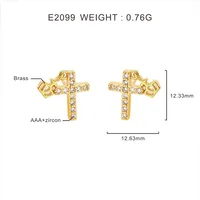1 Pair Modern Style Cross Crown Plating Inlay Copper Zircon Drop Earrings main image 2
