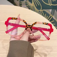 Simple Style Color Block Leopard Ac Square Full Frame Glasses main image 5