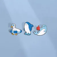 Cartoon Style Cute Seal Shark Duck Zinc Alloy Plating Unisex Brooches main image 1