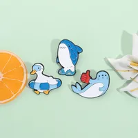 Cartoon Style Cute Seal Shark Duck Zinc Alloy Plating Unisex Brooches main image 3
