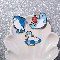 Cartoon Style Cute Seal Shark Duck Zinc Alloy Plating Unisex Brooches main image 4