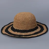 Women's Retro Classic Style Stripe Big Eaves Straw Hat main image 1