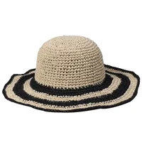 Women's Retro Classic Style Stripe Big Eaves Straw Hat main image 5