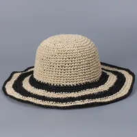 Women's Retro Classic Style Stripe Big Eaves Straw Hat sku image 2