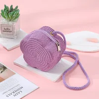 Summer Travel Straw Bag Flower Woven Bag Women's  New Children's Cute Straw Beach Bag Crossbody Seaside sku image 5